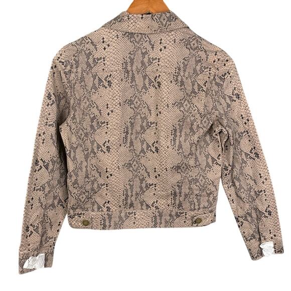 Prosperity Women’s Snakeskin Print Denim Jacket Taupe Black Size XS NWOT - Picture 2 of 9